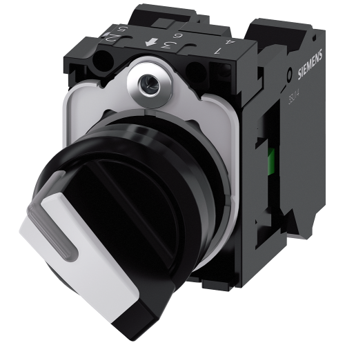 Selector switch, illuminable, 22 mm, round, plastic, white, selector switch, short, 2 switch positio