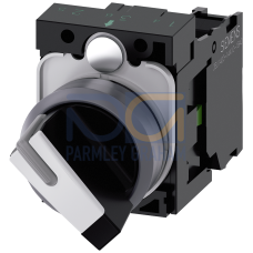 Selector switch, illuminable, 22 mm, round, plastic with metal front ring, white, selector switch, s