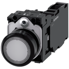 Illuminated pushbutton, 22 mm, round, plastic, clear, pushbutton, flat, momentary contact type, with