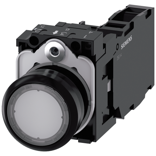 Illuminated pushbutton, 22 mm, round, plastic, clear, pushbutton, flat, momentary contact type, with