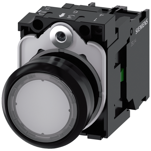 Pushbutton, illuminated, 22 mm, round, plastic, clear, 1 NO, 110 V AC