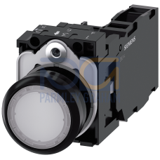 Pushbutton, illuminated, 22 mm, round, plastic, white, 1 NO + 1 NC, 110 V AC