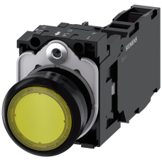 Illuminated pushbutton, 22 mm, round, plastic, yellow, pushbutton, flat, momentary contact type, wit