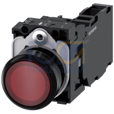 Pushbutton, illuminated, 22 mm, round, plastic, red, 1 NO + 1 NC, 24 V AC/DC