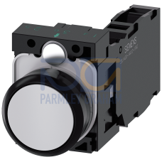 Pushbutton, 22 mm, round, plastic, gray, pushbutton, flat, momentary contact type, with holder 1 NO+1 NC, screw terminal,