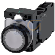 Pushbutton, 22 mm, round, plastic, clear, pushbutton, flat, momentary contact type, with holder 1 NO+1 NC, screw terminal,