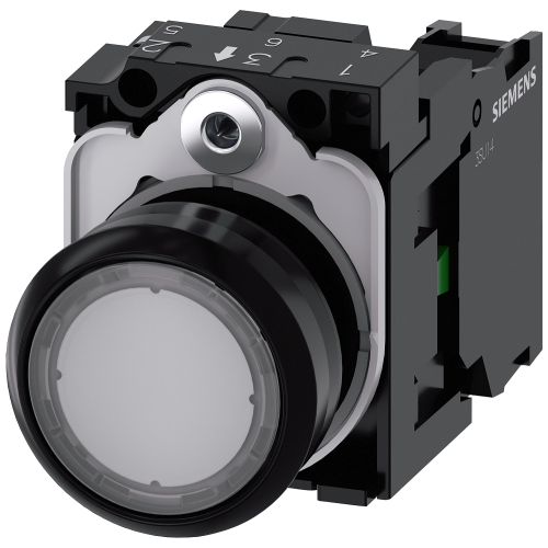 Pushbutton, 22 mm, round, plastic, clear, pushbutton, flat, momentary contact type, with holder 1 NO, screw terminal