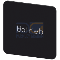 Labeling plate for snapping on or gluing on label holder, Label size 27x27 mm, black label, white font, with inscription: operation