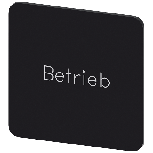 Labeling plate for snapping on or gluing on label holder, Label size 27x27 mm, black label, white font, with inscription: operation