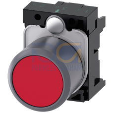 Pushbutton, 22 mm, round, plastic with metal front ring, red, button
