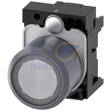 Pushbutton, illuminated, 22 mm, round, metal front ring, clear, button