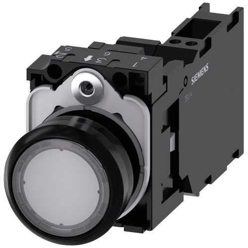 Pushbutton, illuminated, 22 mm, round, plastic, clear, 1 NO + 1 NC, 24 V AC/DC