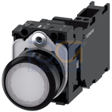 Pushbutton, illuminated, 22 mm, round, plastic, white, 1 NO + 1 NC, 24 V AC/DC