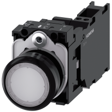 Pushbutton, illuminated, 22 mm, round, plastic, white, 1 NO + 1 NC, 24 V AC/DC