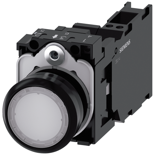 Pushbutton, illuminated, 22 mm, round, plastic, white, 1 NO + 1 NC, 24 V AC/DC