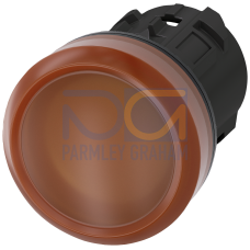 Indicator light, 22 mm, round, plastic, amber, lens, smooth, with laser labeling, inscription or symbol Customer-specific selection with SIRIUS ACT...