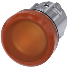 Indicator light, 22 mm, round, metal, high gloss, amber, lens, smooth