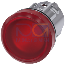 Indicator lights, 22 mm, round, metal, shiny, red, lens, smooth, with laser labeling, upper case