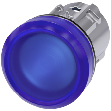 Indicator light, 22 mm, round, metal, high gloss, blue, lens, smooth