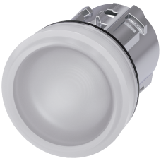Indicator light, 22 mm, round, metal, high gloss, white, lens, smooth
