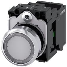 Pushbutton, illuminated, 22 mm, round, metal, high gloss, clear, button, 1 NO