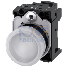Indicator lights, 22 mm, round, metal, shiny, white, lens, smooth, with holder, LED module with inte