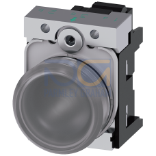 Indicator lights, 22 mm, round, metal, shiny, clear, lens, smooth, with holder, LED module with integrated LED 110 V AC, Spring-type terminal