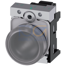 Indicator lights, 22 mm, round, metal, shiny, clear, lens, smooth, with holder, LED module with integrated LED 230 V AC, Spring-type terminal