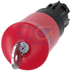 EMERGENCY STOP mushroom pushbutton, 22 mm, round, plastic, red, 40 mm, with lock BKS, lock number S1, positive latching, acc. to EN ISO 13850, key-operated release