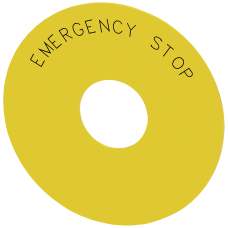 Backing plate round, for emergency stop mushroom pushbutton, yellow: Emergency Stop