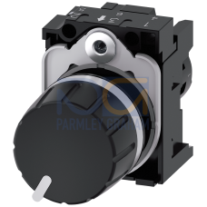 Potentiometer, compact, 22 mm, round, plastic, black, 10k ohm, with holder, screw terminal, Z=50-unit packaging