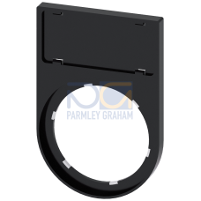 Label holder, 22mm, flat, Frame rounded off at the bottom black, for labeling plate 12.5 mm x 27 mm,