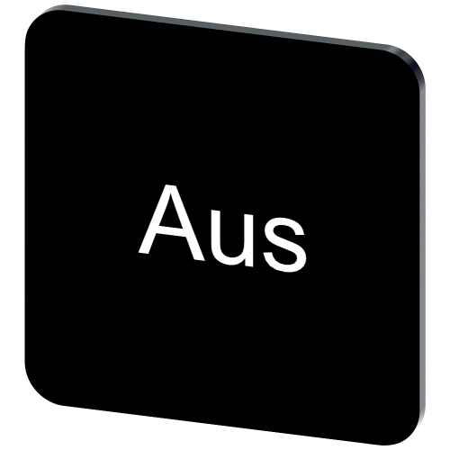 Labeling plate for gluing on enclosure, label size 22x22 mm, black label, white font, with inscription: Off