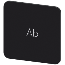 Labeling plate for gluing on enclosure, label size 22x22 mm, black label, white font, with inscription: Down