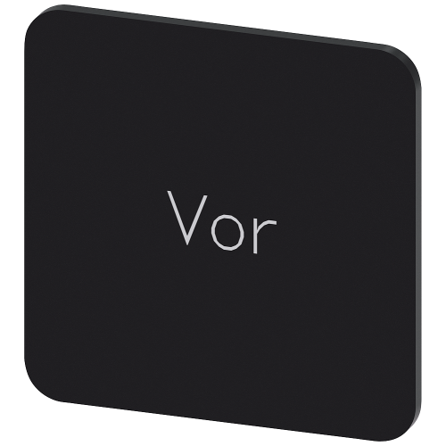 Labeling plate for gluing on enclosure, label size 22x22 mm, black label, white font, with inscription: Forward