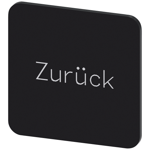 Labeling plate for gluing on enclosure, label size 22x22 mm, black label, white font, with inscription: Back