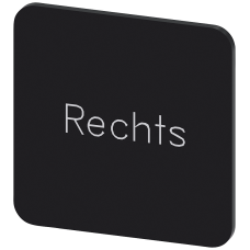 Labeling plate for gluing on enclosure, label size 22x22 mm, black label, white font, with inscription: Right