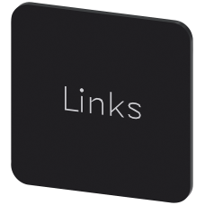 Labeling plate for gluing on enclosure, label size 22x22 mm, black label, white font, with inscription: Left