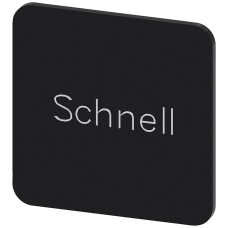 Labeling plate for gluing on enclosure, label size 22x22 mm, black label, white font, with inscription: fast