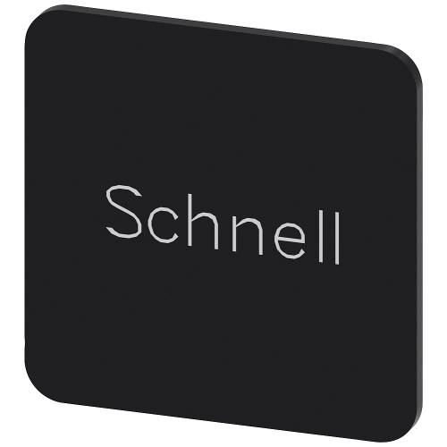 Labeling plate for gluing on enclosure, label size 22x22 mm, black label, white font, with inscription: fast