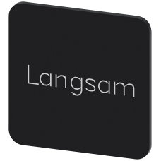 Labeling plate for gluing on enclosure, label size 22x22 mm, black label, white font, with inscription: slow