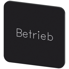 Labeling plate for gluing on enclosure, label size 22x22 mm, black label, white font, with inscription: operation