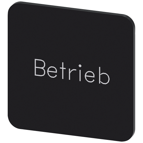 Labeling plate for gluing on enclosure, label size 22x22 mm, black label, white font, with inscription: operation