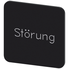 Labeling plate for gluing on enclosure, label size 22x22 mm, black label, white font, with inscription: Fault