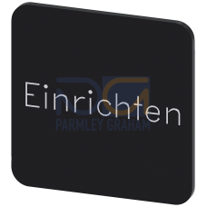 Labeling plate for gluing on enclosure, label size 22x22 mm, black label, white font, with inscription: set-up