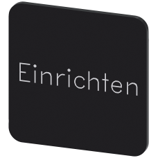 Labeling plate for gluing on enclosure, label size 22x22 mm, black label, white font, with inscription: set-up