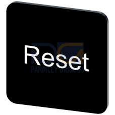 Labeling plate for gluing on enclosure, label size 22x22 mm, black label, white font, with inscripti