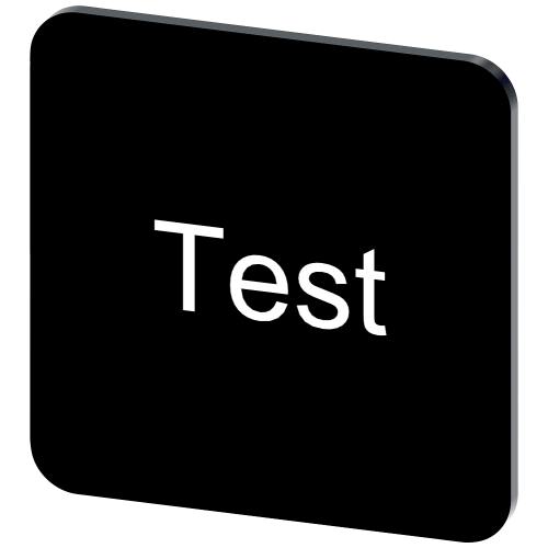 Labeling plate for gluing on enclosure, label size 22x22 mm, black label, white font, with inscription: test
