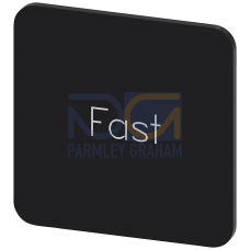 Labeling plate for gluing on enclosure, label size 22x22 mm, black label, white font, with inscription: Fast