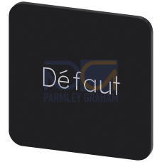Labeling plate for gluing on enclosure, label size 22x22 mm, black label, white font, with inscription: Defaut